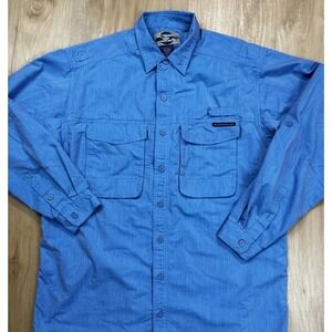 ExOfficio Adventure Shirt XL Blue Fish Performance Vented Button Down